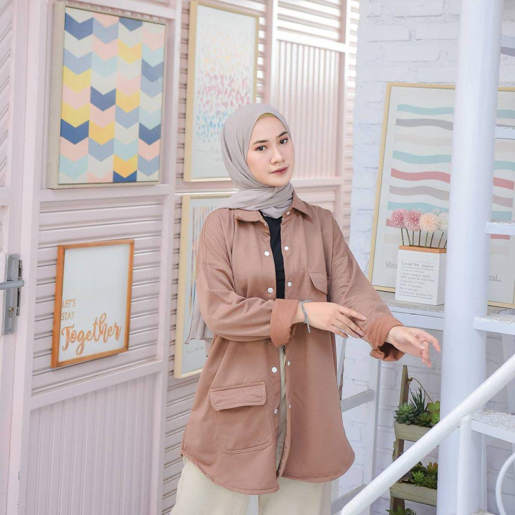 Kasual Caket Outwear Wanita Korean Style Bahan Flacee