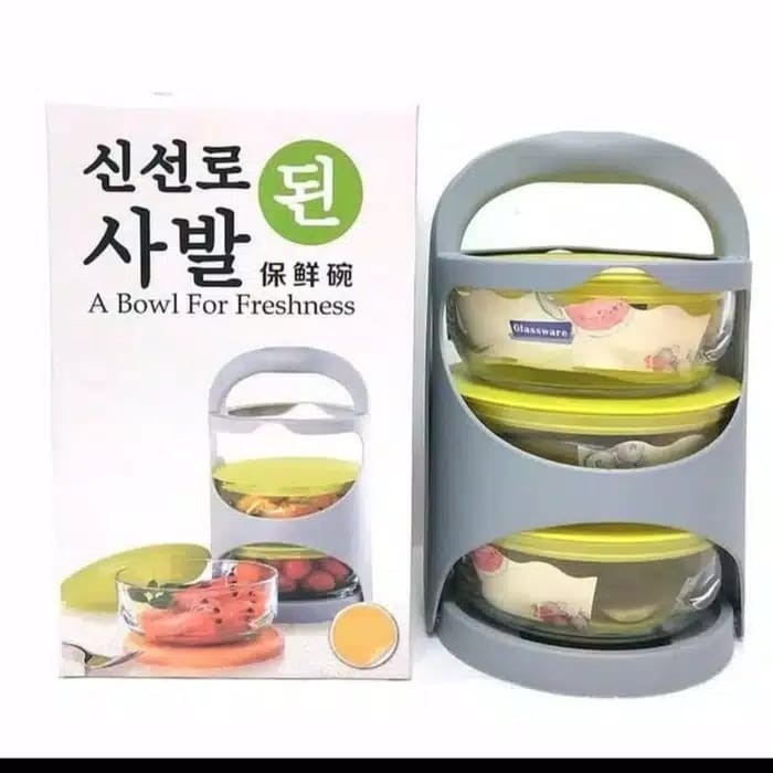 A Bowl For Freshness Glassware 3in1 Rantang Kaca 3 Susun Mangkok Trendy Kekinian Mangkuk Modern Lucu