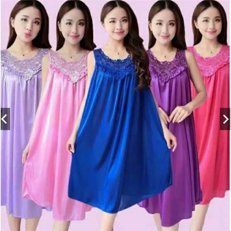 COD [ 100% ORI ] Lingerie JUMBO Baju Tidur Sexy Satin LD 120cm