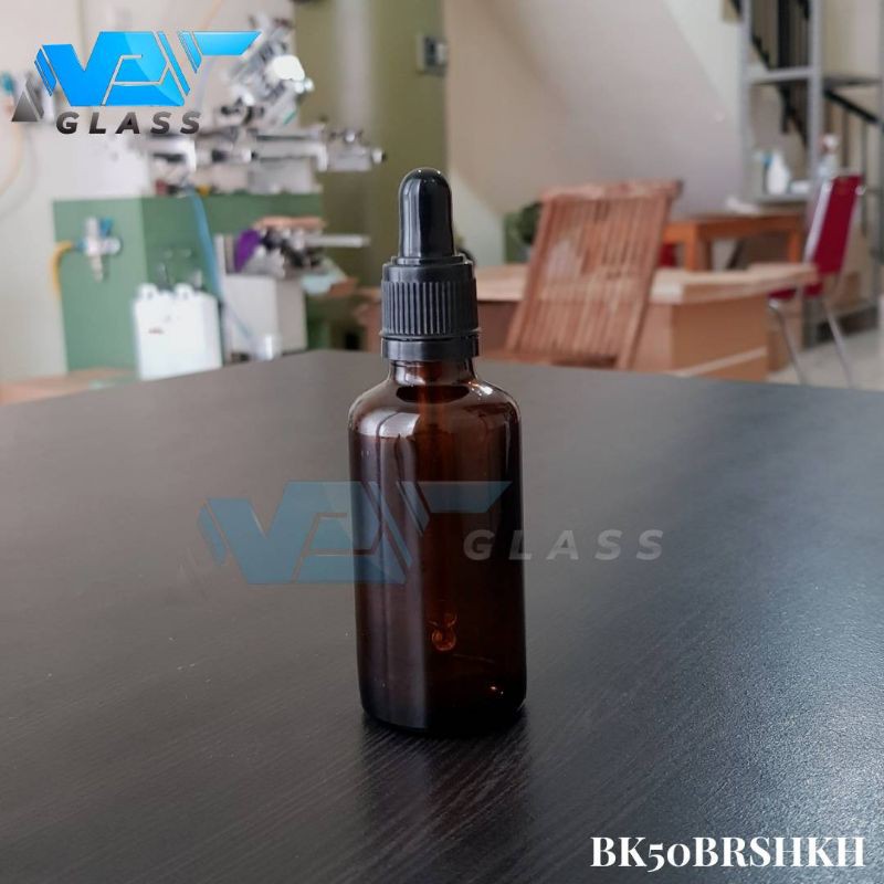 botol kaca pipet 50ml amber / coklat / botol tetes 50ml / botol serum 50ml