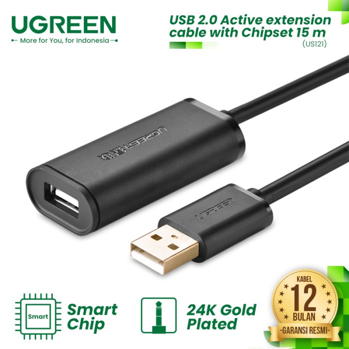 UGREEN Kabel USB 2.0 Extension 15m, 20m with Chipset - US121