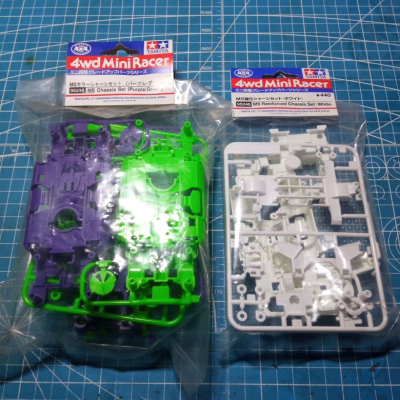 tamiya 95234/95246 made in japan ms chassis set purple green / tamiya reinforced chassis set white /