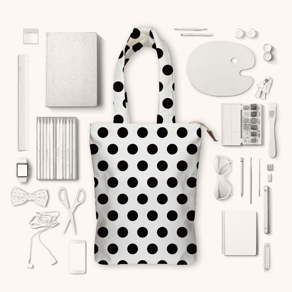 Tote Bag Kanvas Polkadot