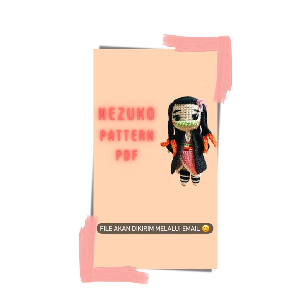 Amigurumi/Crochet/Amigurumi Pattern/Boneka Nezuko/Nezuko Kamando/Demon Slayer/Anime/Merajut/Pola Ami