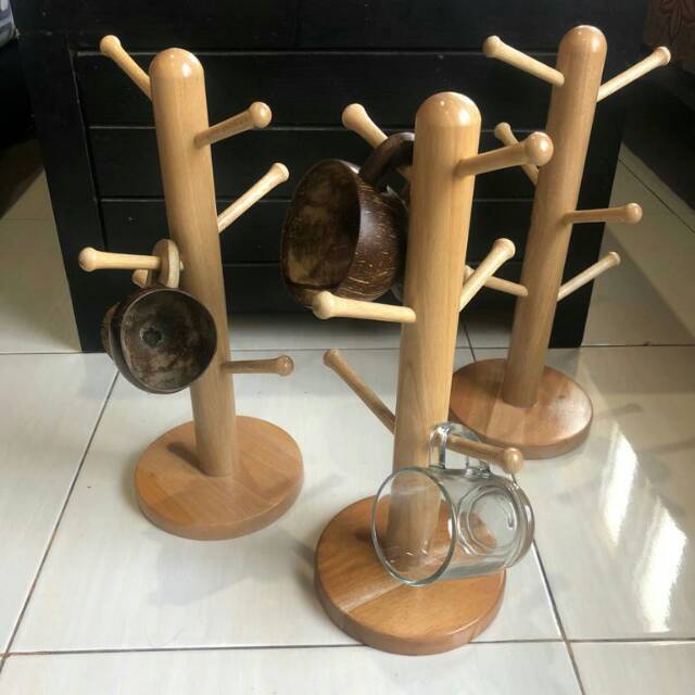 rak gelas kayu tempat gelas rak gantung kayu Shopee 