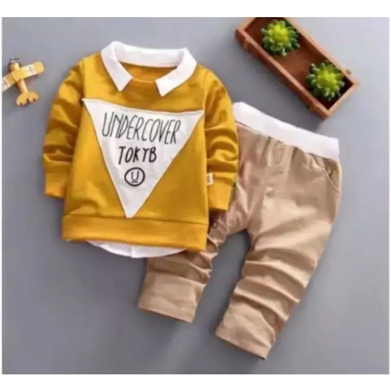 SETELAN SWEATER COMBINASI KERAH ANAK 1-5 THN MOTIF UNDERCOVER BAJU ANAK TERLARIS BAJU ANAK KEKINIAN BAJU ANAKTRENDY BISA PILIH WARNA