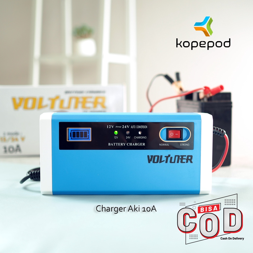 Voltuner Cas Aki Charger Aki 12 v dan 24 v 10 ampere PURE dan Original Brand