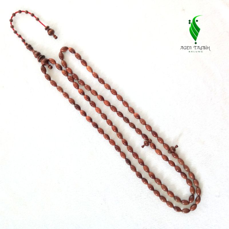 Tasbih Kayu Setigi Laut Asli Motif Oval Size 9mm x 15mm Super,