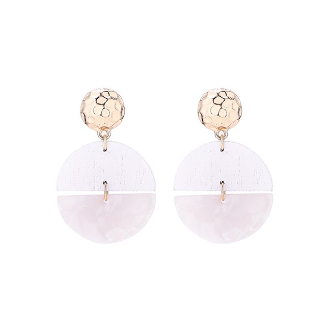 LRC Anting Tusuk Fashion Half Moon Wooden Earrings Y6126X