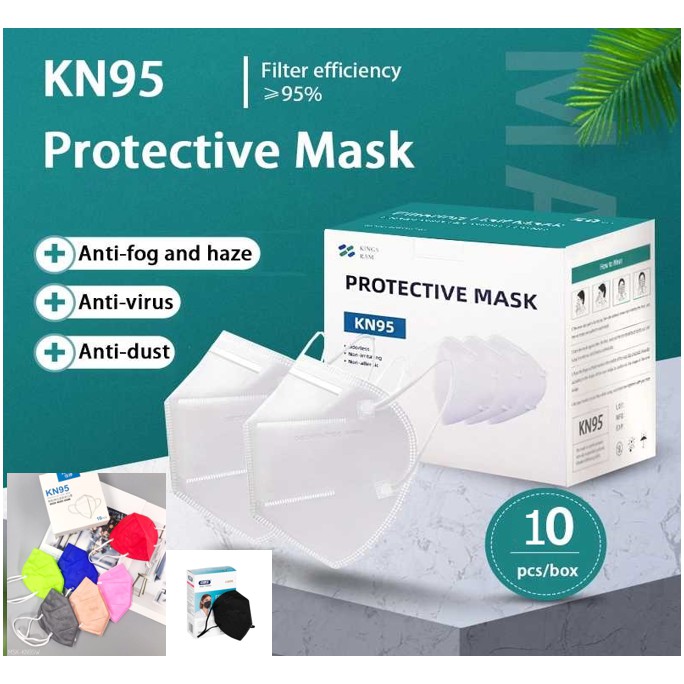 isi 10Pcs/BOX Masker KN95 Warna 5ply Anti Virus High Quality Dewasa IMPORT