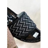 SANDAL SELOP WANITA MOTIF ZIGZAG WEDGES BAHAN RAJUT IMPORT FX-008 CASUAL CANTIK PROMO