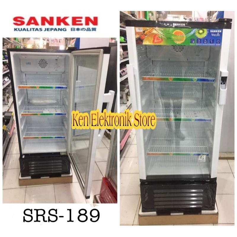Showcase Sanken SRS-189 BK/ MR Kulkas Pendingin Minuman GARANSI RESMI