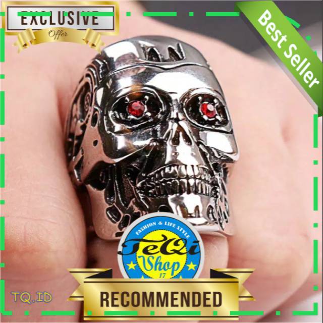 CINCIN PRIA - RING SKULL ROBOT BAJA TITANIUM