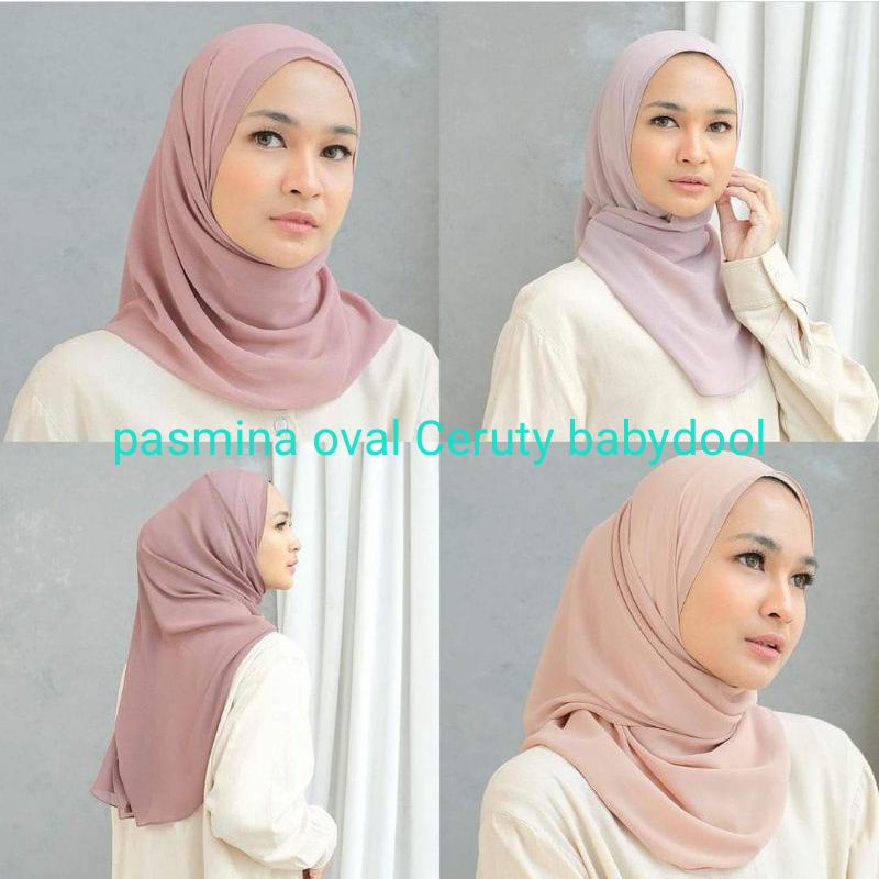 Jilbab/kerudung/hijab pasmina oval curve ceruty babydoll terbaru/ terlaris 180 x75 cm