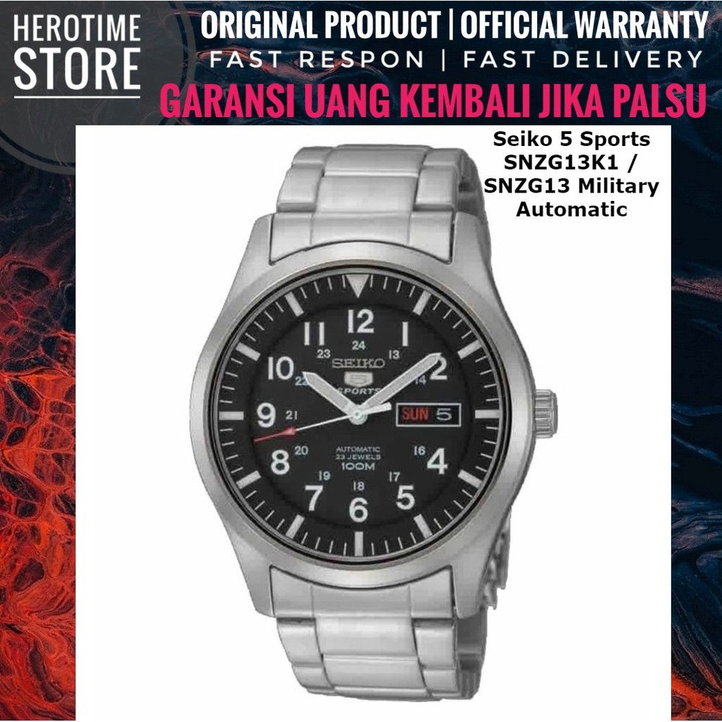Jam Tangan Pria Seiko 5 Sports SNZG13K1 / SNZG13 Military Automatic Garansi Resmi ORIGINAL