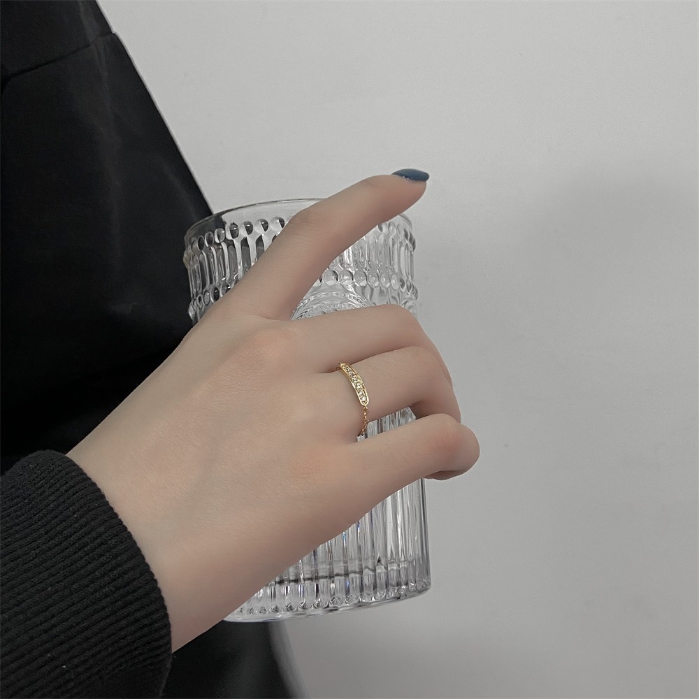 Cincin Rantai Emas Adjustable Wanita Cincin Pasangan Berlian Fashion Korea Couple Ring Jewelry