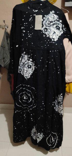 Gamis Cantik Motif Batik Abstrak Malaman Gamis Twill Warna Soft Batik Pekalongan Terbaru 2021