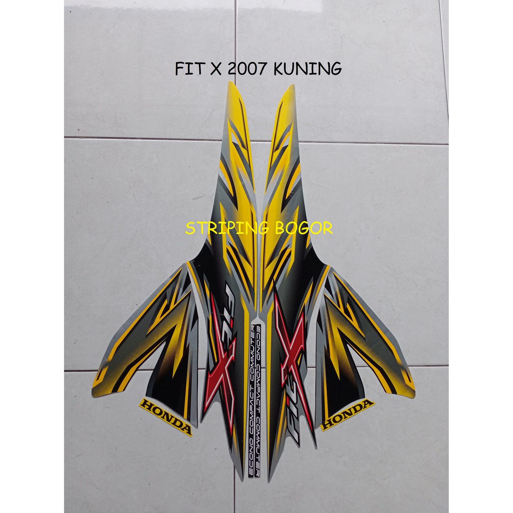 Striping Stiker Motor Honda Fit X 2007 Kuning