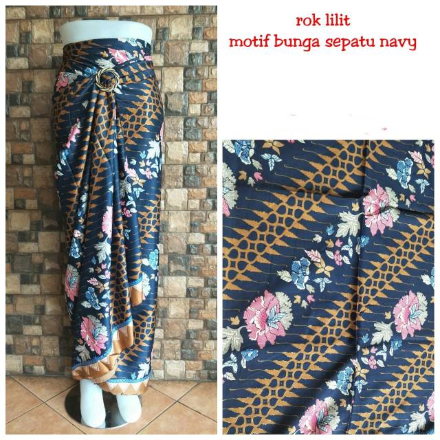 Rok lilit kebaya batik biru navy elektrik