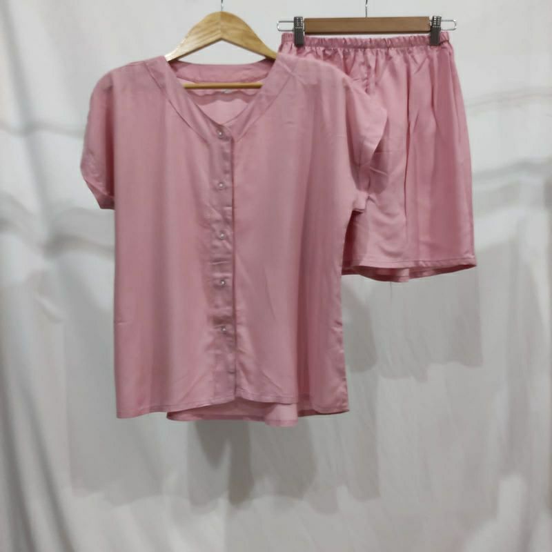 PIYAMA KANCING PENDEK HITS PIYAMA KANCIBG BUSUI | PIYAMA RAYON | HOMEWEAR-PDNK SALEM