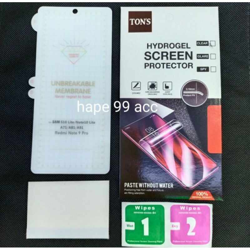 Xiaomi Note 9 Note 9 Pro anti gores hydrogel clear screen protector