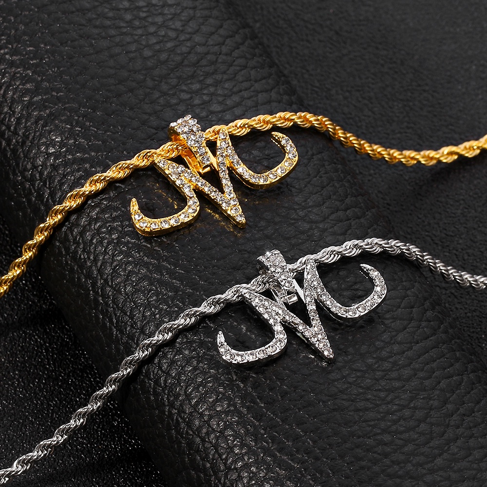 Kalung Rantai Dengan Liontin Logo M Gaya Hip Hop Untuk Pria Dan Wanita