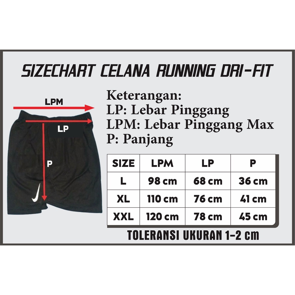 Celana Lari Pria CHALLENGER Running Shorts Celana Pendek Gym Size M/ L/XL/XXL/XXXL