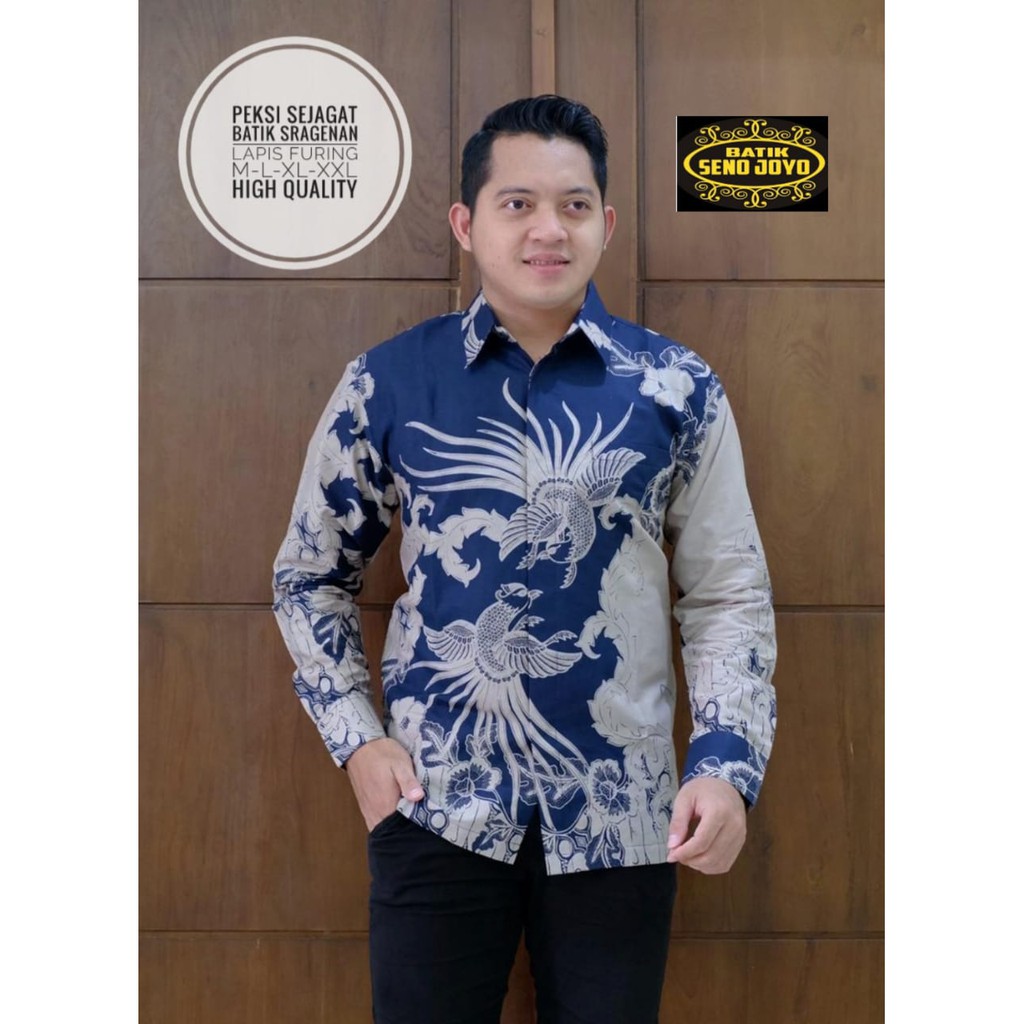 PEKSI SEJAGAD kemeja batik pria lengan panjang terbaru ORIGINAL batik pria lengan panjang modern