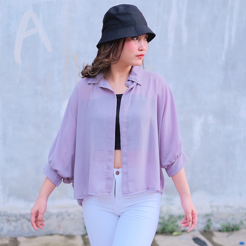 Zava Batwing Basic Outer Atasan Wanita-Zava - Purple