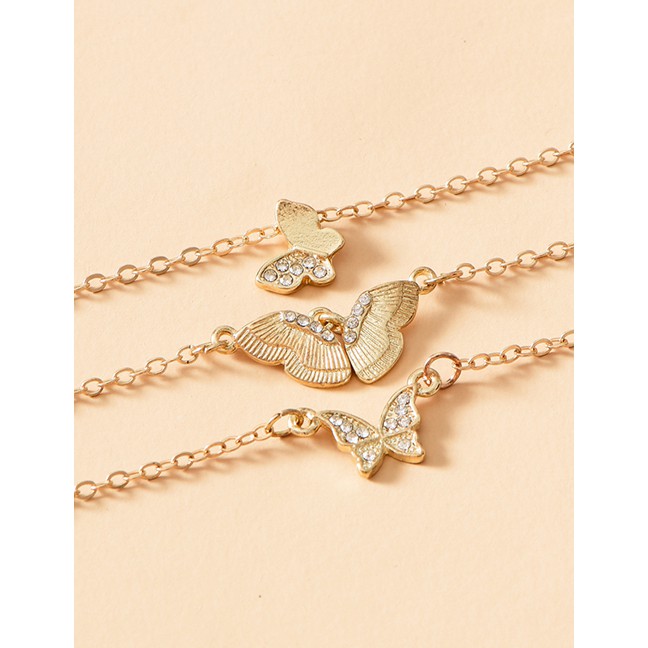 LRC Kalung Fashion Gold Color Alloy Multilayer Butterfly P82872