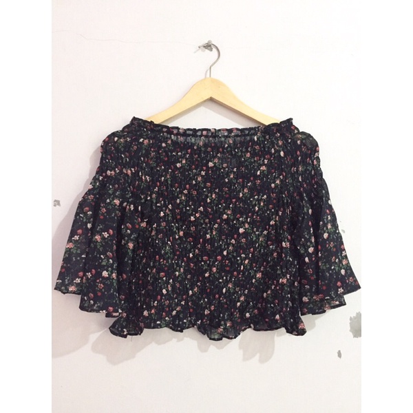 LOWRYS FARM ATASAN BLOUSE BUNGA SMOCK KOREA ORIGINAL BRANDED JAPAN