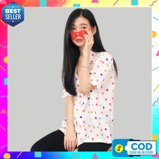 Saqina Blouse Bluse Blus Shirt Kemeja Pakaian Baju Atasan Katun Polos  Monellina 50149 Baju Kemeja A