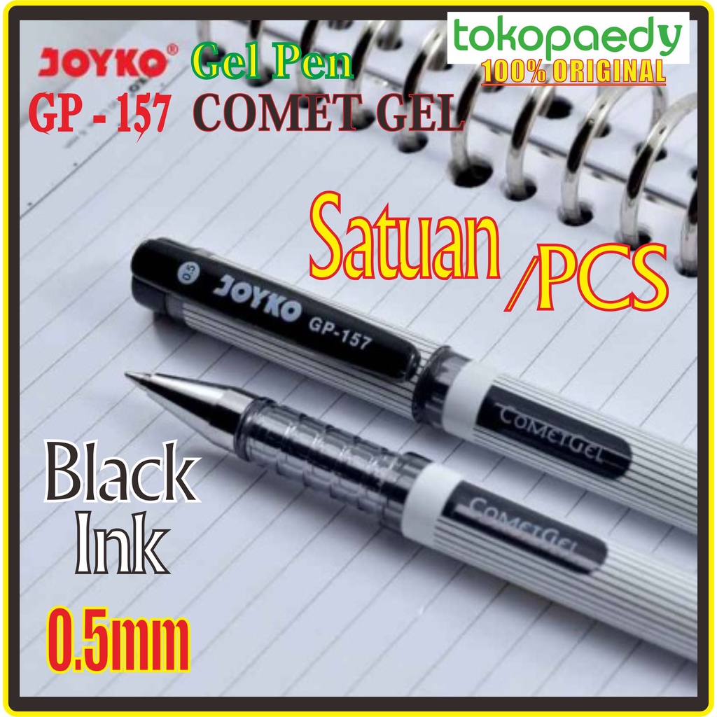 

[SATUAN] JOYKO Pulpen COMET GEL GP 157 /Black Ink-Tinta Hitam /0,5mm -Per PCS (1 Buah) /Joyko GP-157