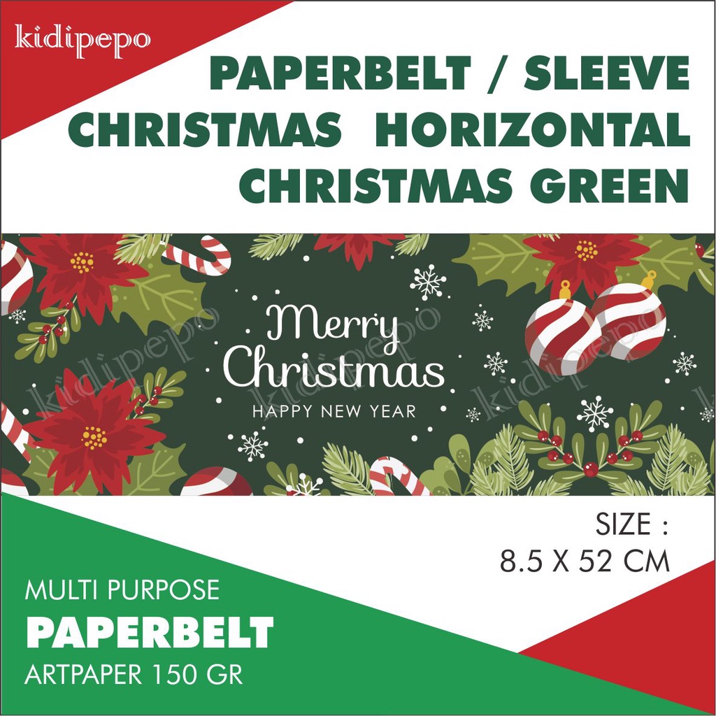 

PAPERBELT / SLEEVE KUE NATAL / CHRISTMAS HORIZONTAL CHRISTMAS GREEN – ISI 25 LEMBAR