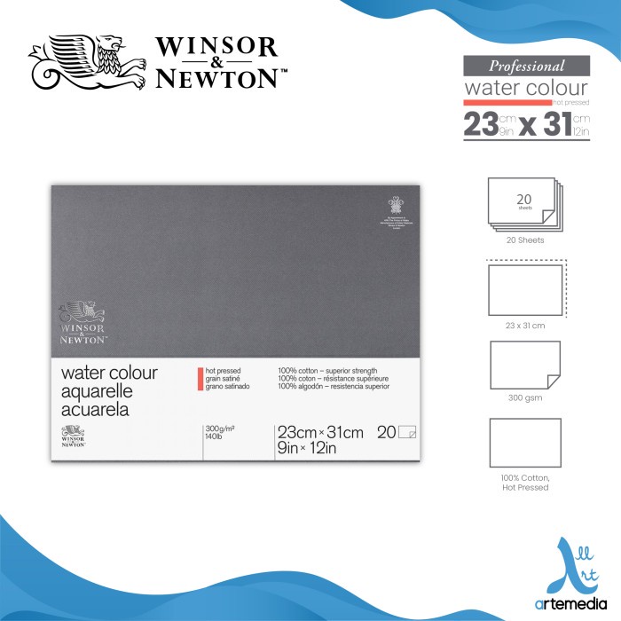 

Kertas Cat Air Winsor & Newton Professional 23x31cm Watercolor Block - HOT PRESSED