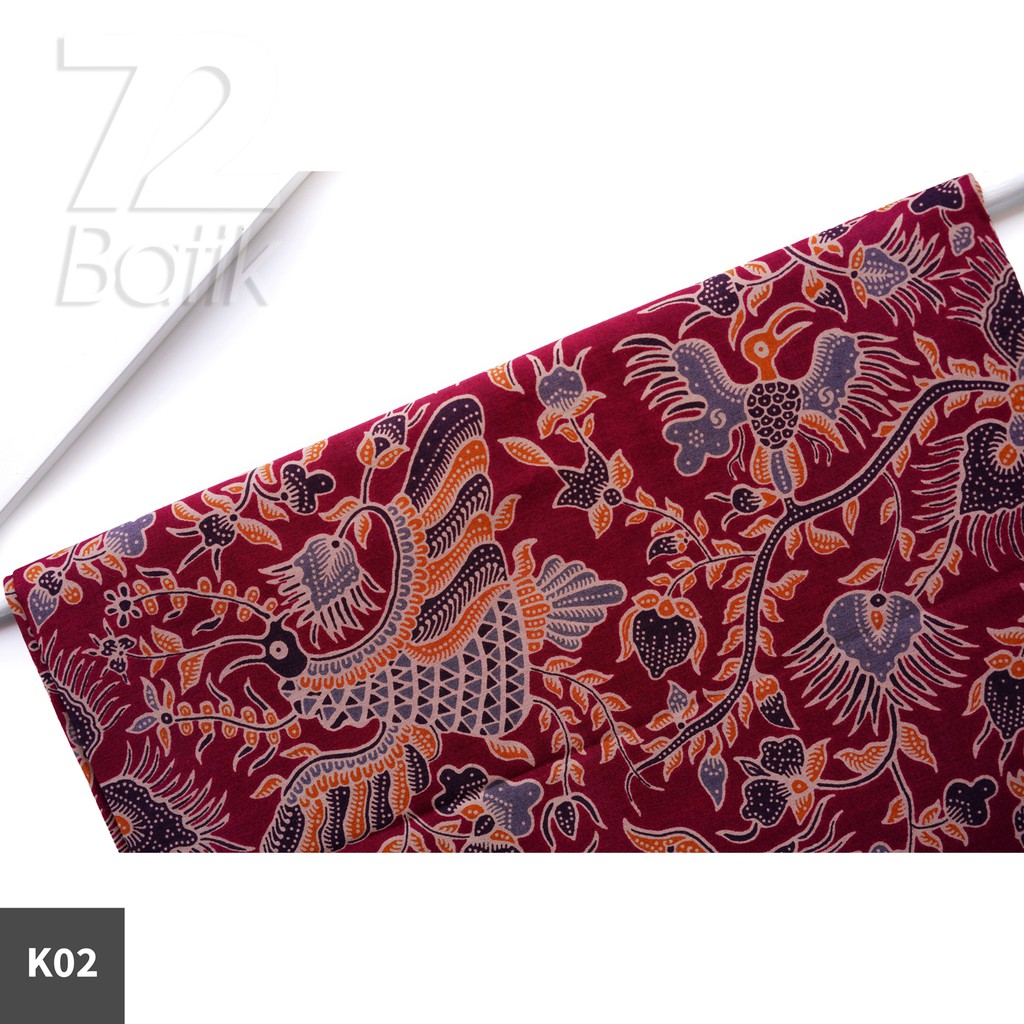 KAIN BATIK PREMIUM Bahan Katun Motif Burung Warna Merah Abang Maron Maroon Marun 722904 Cap 72 Jarik Jarit Samping Kebat Panjang Batik Katun Modern Premium Bahan Seragam Batik Pernikahan Kantor Keluarga Murah Kamen Jadi Batik Bali Lembaran