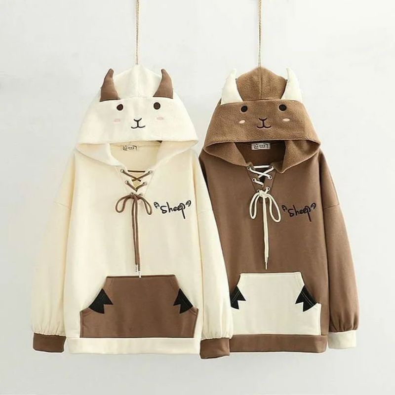 sweater hoodie terbaru fashion wanita kekinian hoodie couple motif karakter pusat grosir baju murah 