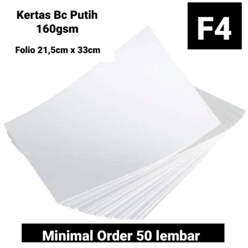 

Kertas Bc Manila Putih F4 Folio 160gsm(min 50 lembar)