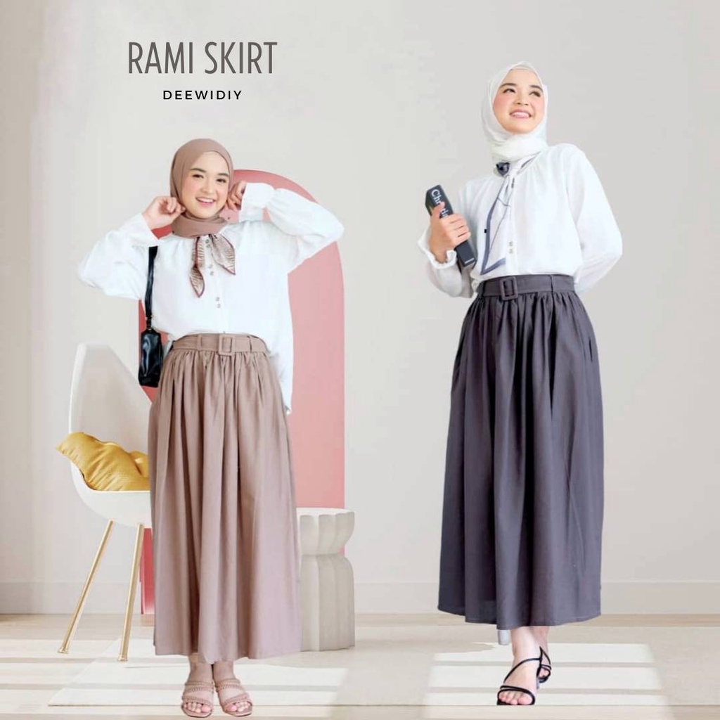 ROK KERJA PANJANG WANITA CUTTING A-LINE UNTUK FORMAL DAN CASUAL - RAMI SKIRT DEEWIDIY