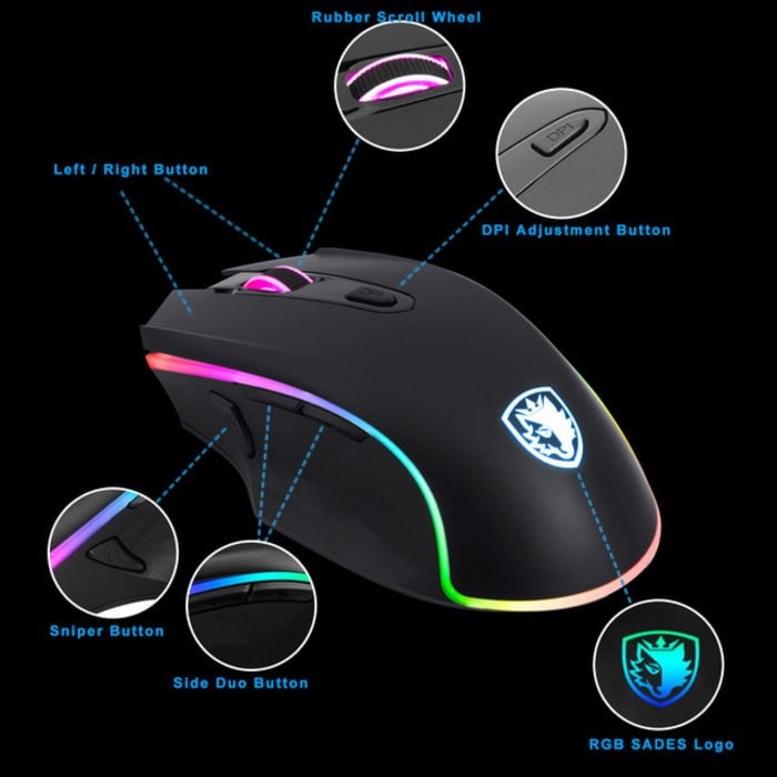 Sades Mouse Gaming USB Scythe