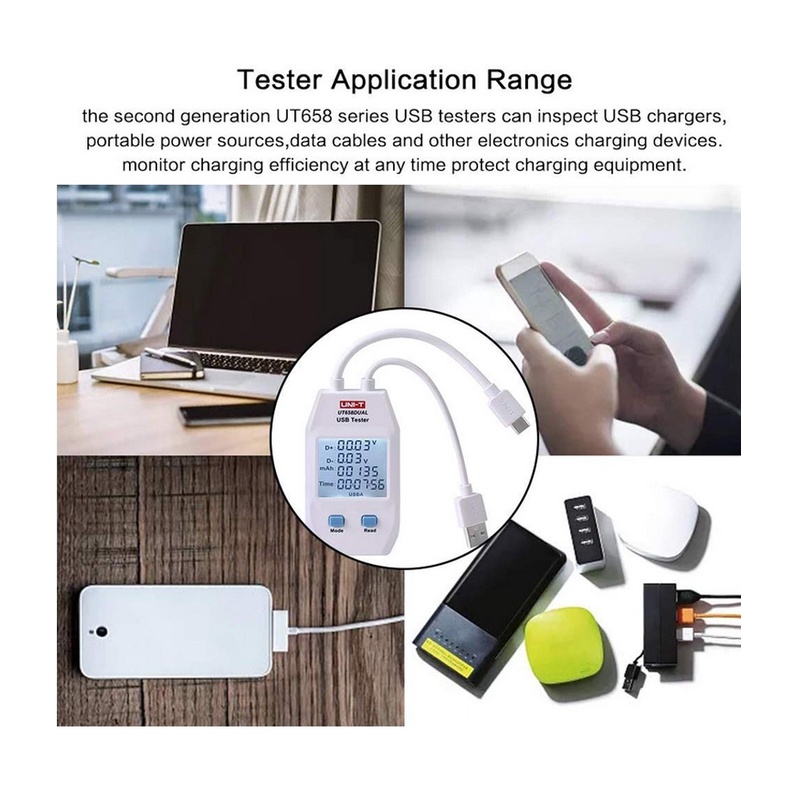 UNI-T UT658DUAL - Portable Dual USB Voltmeter Power Meter Tester