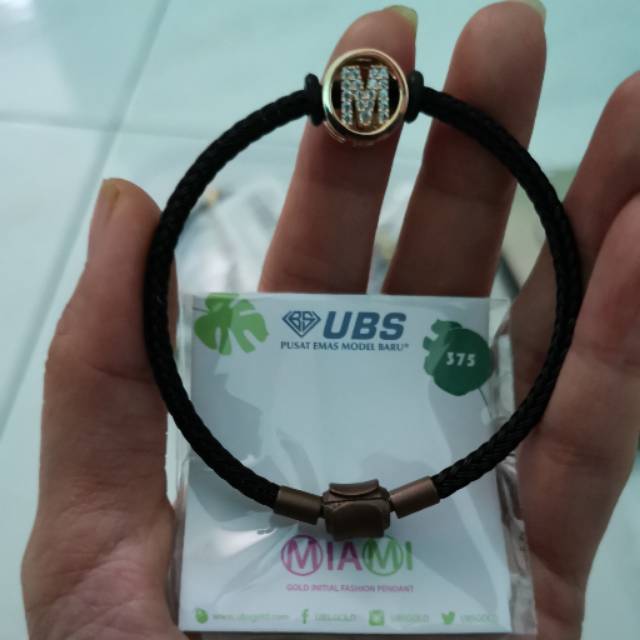 Gelang custom miami kadar 375 huruf M