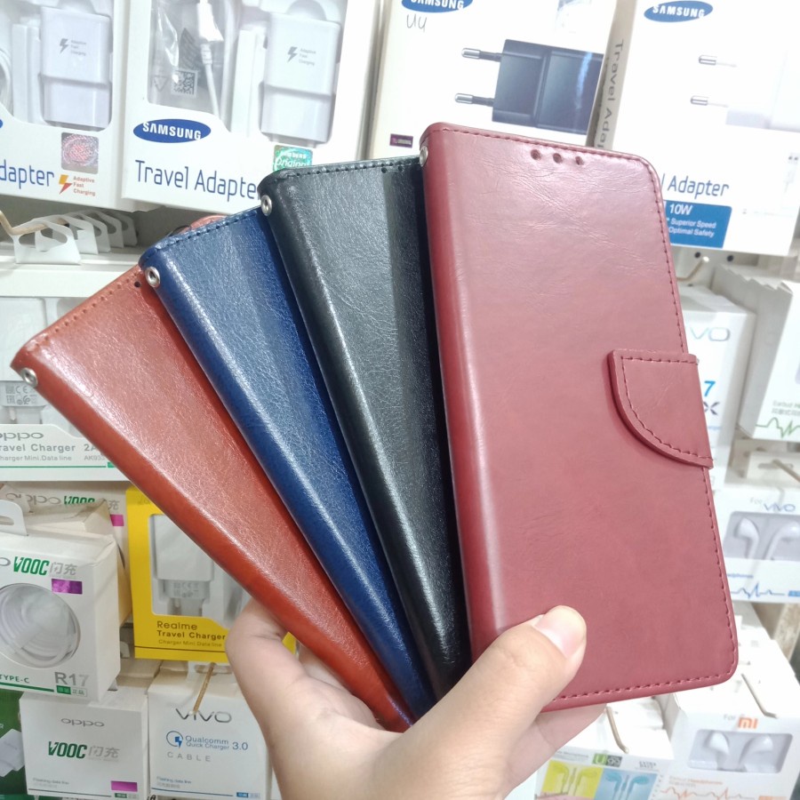 VIVO Y11 Y12 Y12i Y15 Y17 Y19 Y91 Y93 Y91c Y95 CASE FLIP BOOK COVER CASING BUKU KULIT WALLET KANCING SOFTCASE HITAM SILIKON STANDING STAND CASE COVER