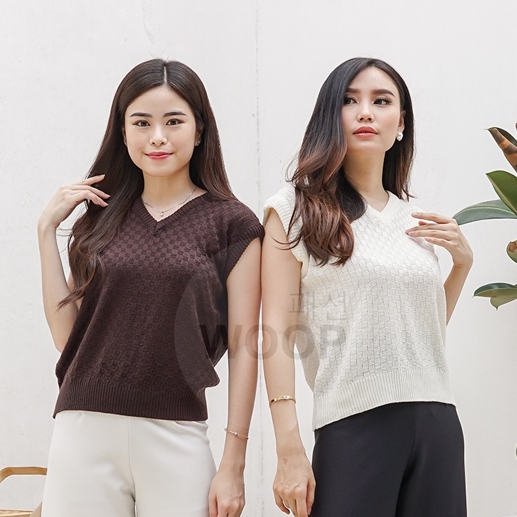 Chess Knit Vest Rompi Rajut Wanita