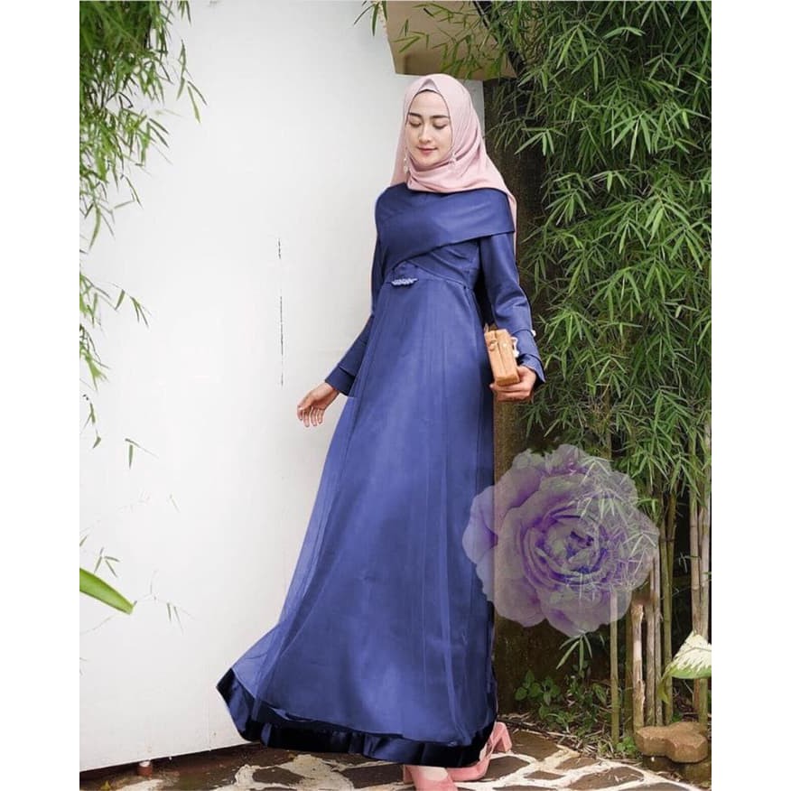 Gamis Lebaran Terbaru 2020 - Gamis Pesta Modern Mewah MAXI MORISTE NAVI [Gamis 0121] SG1 Baju  35TLT