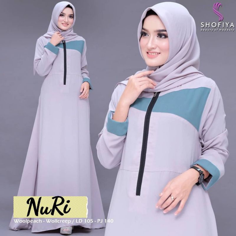 Baju Gamis Maxi Maxy Long Dress Busui Seleting Sleting Depan Aktif Kondangan Wanita Muslim NURI MAXI