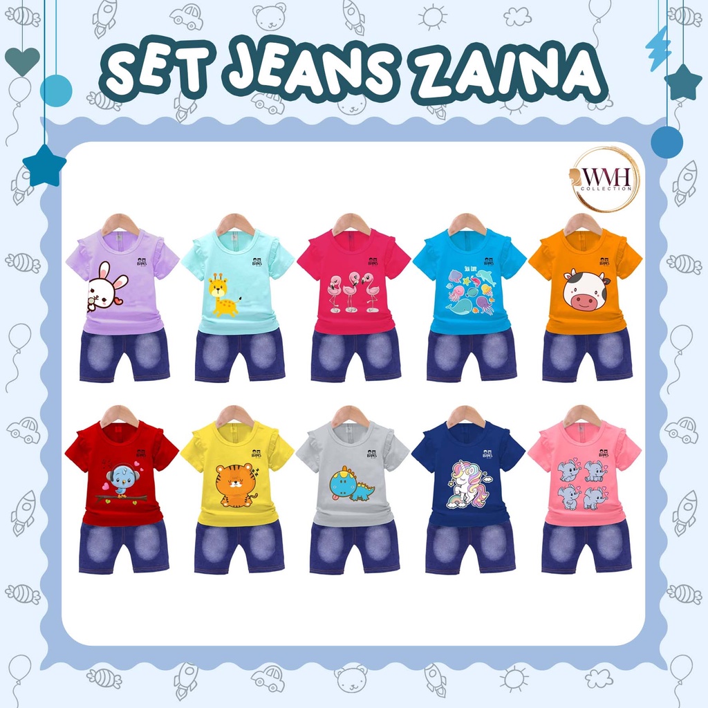 SETELAN JEANS ANAK PEREMPUAN SET JEANS ZAINA SIZE 1-5 TAHUN