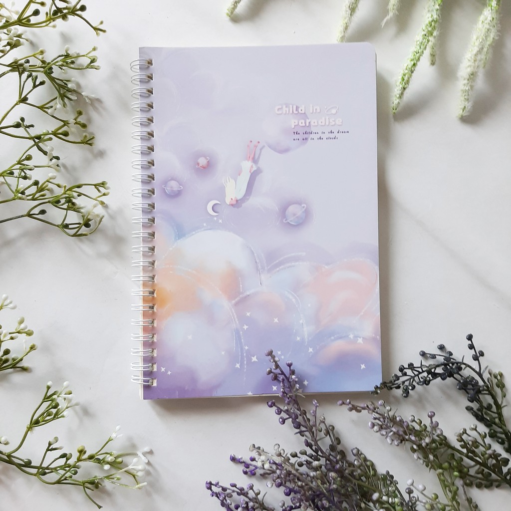 NOTEBOOK SPIRAL/ BUKU SKETSA SKETCHBOOK LINE PAPER BERGARIS  A5 120 HALAMAN MURAH-purple