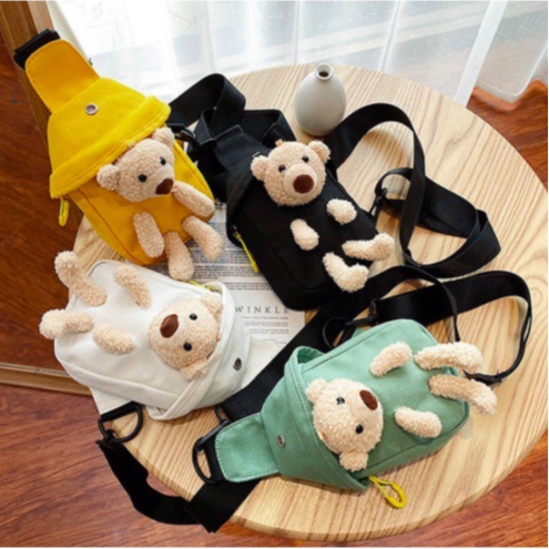 Amadela Story - BEARY Bumbag Wanita Tas Boneka Teddy Bear Tas Anak-Anak Shoulder Bag Tas Selempang Anak-Anak Tas Selempang Wanita Tas Selempang Anak Perempuan