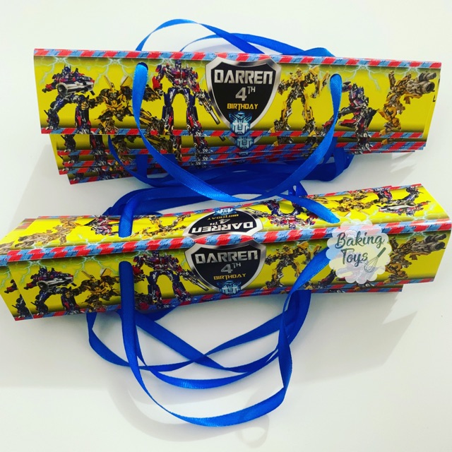 

Kantong Snack Label Goodie Bag Birthday / Souvenir Ulang Tahun Transformer Bumblebee